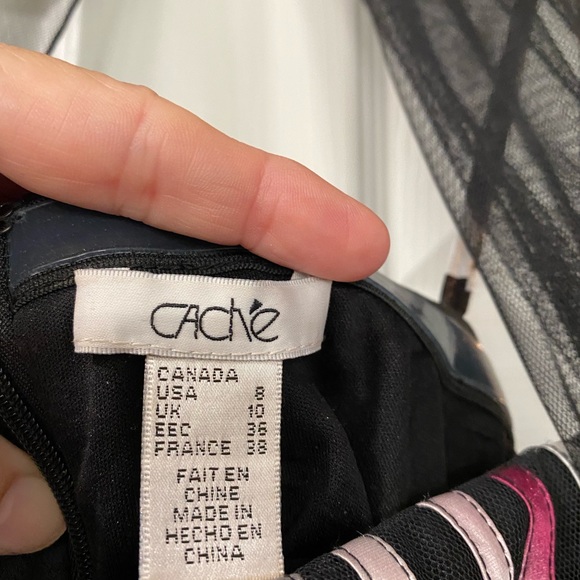 Cache Size 8 Cocktail/Formal Dress with Spaghetti Straps Black Tulle Scarf/Shawl - Picture 6 of 10